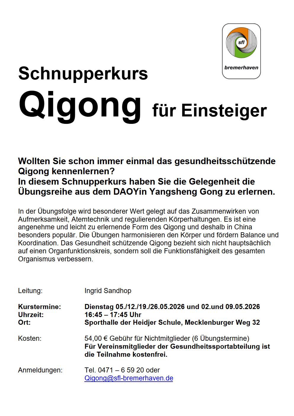 Einsteigerkurs Dienstag 2026